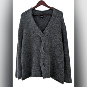 Eileen Fischer Gray V Neck Wool Sweater XL